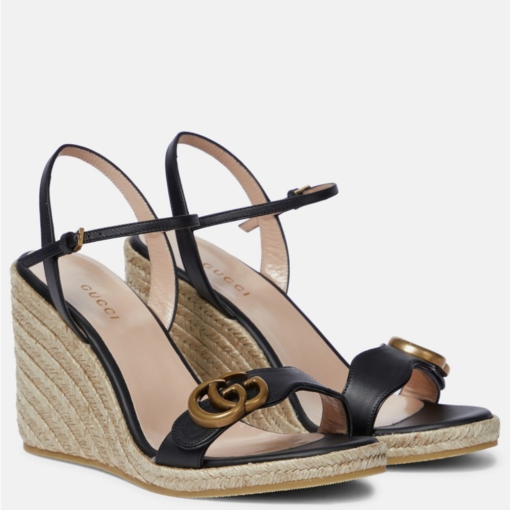 Gucci Leather wedge espadrille sandals